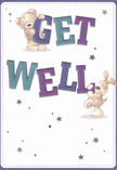 This cheerful get well card conveys a radiant message of recovery, inspired by moments of kindness shared throughout Upminster. The design comes alive with two adorable figures-a plush teddy bear and a happy, floppy-eared puppy-each lovingly supporting the large, vibrant letters spelling out 'Get Well'. Rendered in eye-catching indigo and teal against a gentle cream-white background, the typography lends a lively, encouraging feel. Twinkling stars in varying shades of blue and purple add a magical sparkle, reminiscent of peaceful evenings near Upminster's parks. The illustrated textures of soft fur and friendly faces offer a sense of tactile comfort, almost as though a comforting hug is being extended across the miles. Like a beautifully crafted bouquet hand-delivered by a local florist, this card is more than a message-it is an outpouring of hope and warmth, bringing genuine encouragement to someone on the mend. Every visual detail is arranged with the care you'd expect from Upminster's favourite flower shop, making it a perfect companion for those seeking to lift a loved one's spirits and share heartfelt support.